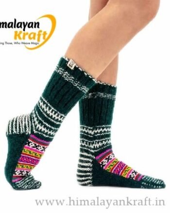 Himalayankraft Authentic Hand Knitted Calf Length Socks for Unisex