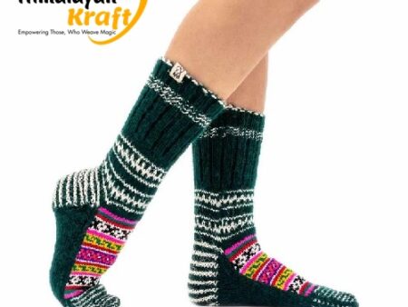 Himalayankraft Authentic Hand Knitted Calf Length Socks for Unisex