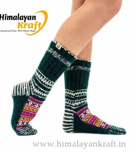 Himalayankraft Authentic Hand Knitted Calf Length Socks for Unisex