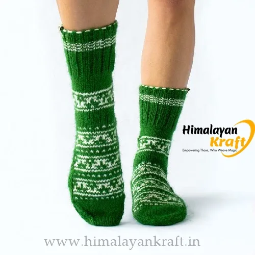 Himalayankraft Authentic Hand Knitted Calf Length Socks for Unisex
