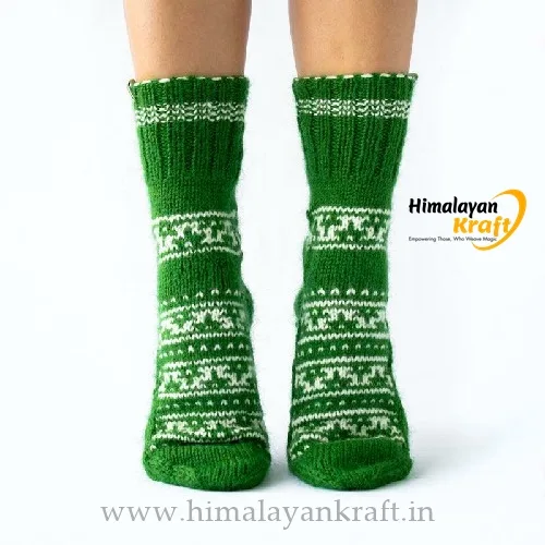 Himalayankraft Authentic Hand Knitted Calf Length Socks for Unisex