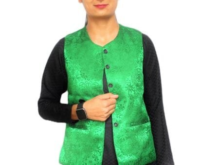 Brocade Short Sadri Jacket Light Green