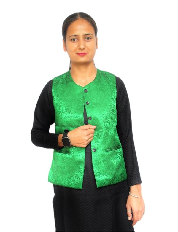 Brocade Short Sadri Jacket Light Green