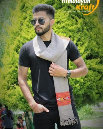 Kullu Handloom Woven Pure Wool Men's Grey Muffler