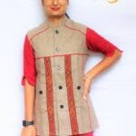 HimalayanKraft Ladies Kullu Hand Woven Design Short Jacket Cream-2