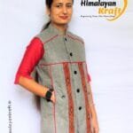 HimalayanKraft Ladies Kullu Hand Woven Design Short Jacket Grey-2