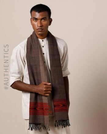 Authentic Kullu Loom Woven Woolen Men's Muffler - Brown