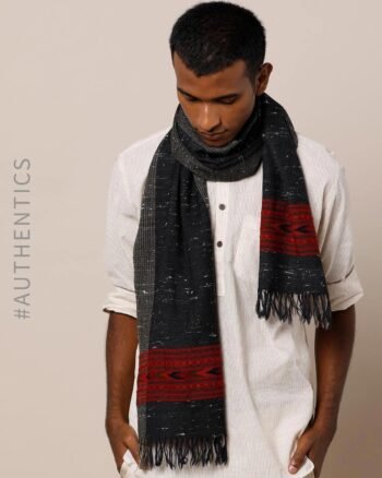 Authentic Loom Woven Woolen Men's Muffler - MS Black