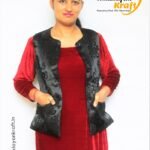 HimalayanKraft Velvet Ladies Half Short Jacket Sadri-Black-2