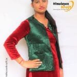 HimalayanKraft-Velvet-Ladies-Half-Short-Jacket-Sadri-Green