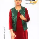 HimalayanKraft-Velvet-Ladies-Half-Short-Jacket-Sadri-Green