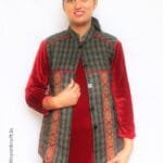 HimalayanKraft Women Kullu Handloom Design Short Half Jacket Dark Grey-2