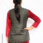 HimalayanKraft Women Kullu Handloom Design Short Half Jacket Dark Grey-2