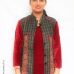 HimalayanKraft Women Kullu Handloom Design Short Half Jacket Light Brown-3