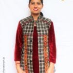 HimalayanKraft Women Kullu Handloom Design Short Half Jacket checked-4