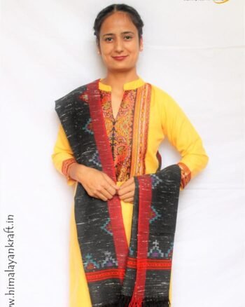 Kullu Handloom Elegant Design Pure Wool Stole - Black MS