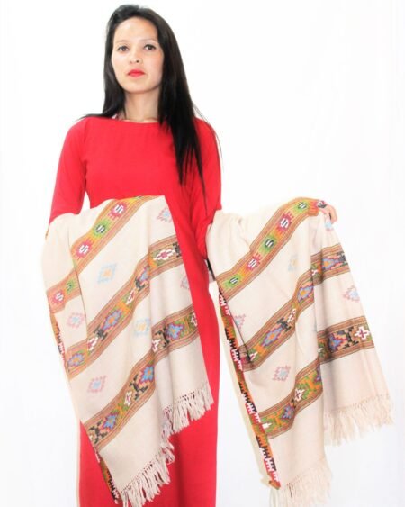 Cream 3 Patti Kullu Shawl