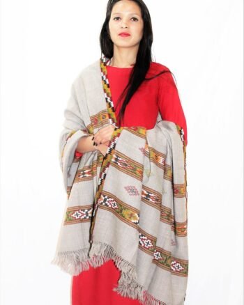 Grey Women Hand Woven Kullu Shawl
