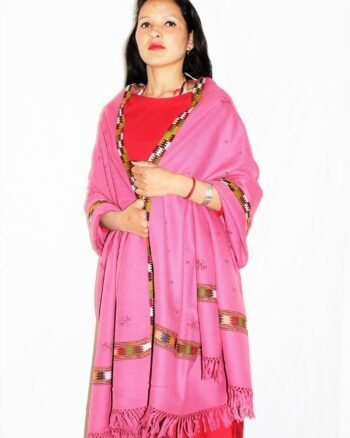 Pink Kangu Design Wool Kullu Woven Shawl