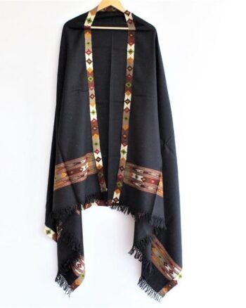 Weaver's Pride Wool Black Kullu Shawl - Akhroti