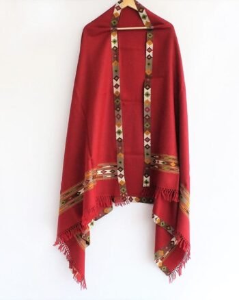 Red Ankhroti Kullu Design Shawl