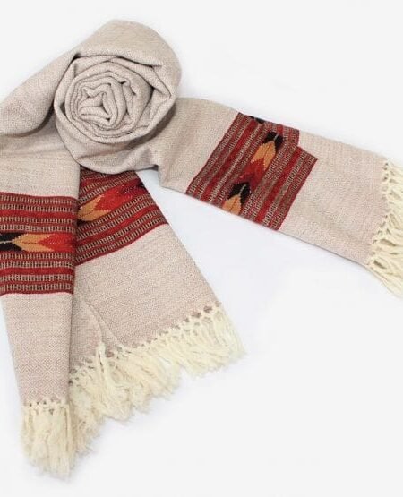 Kingri Wool Loom Stole - Cream