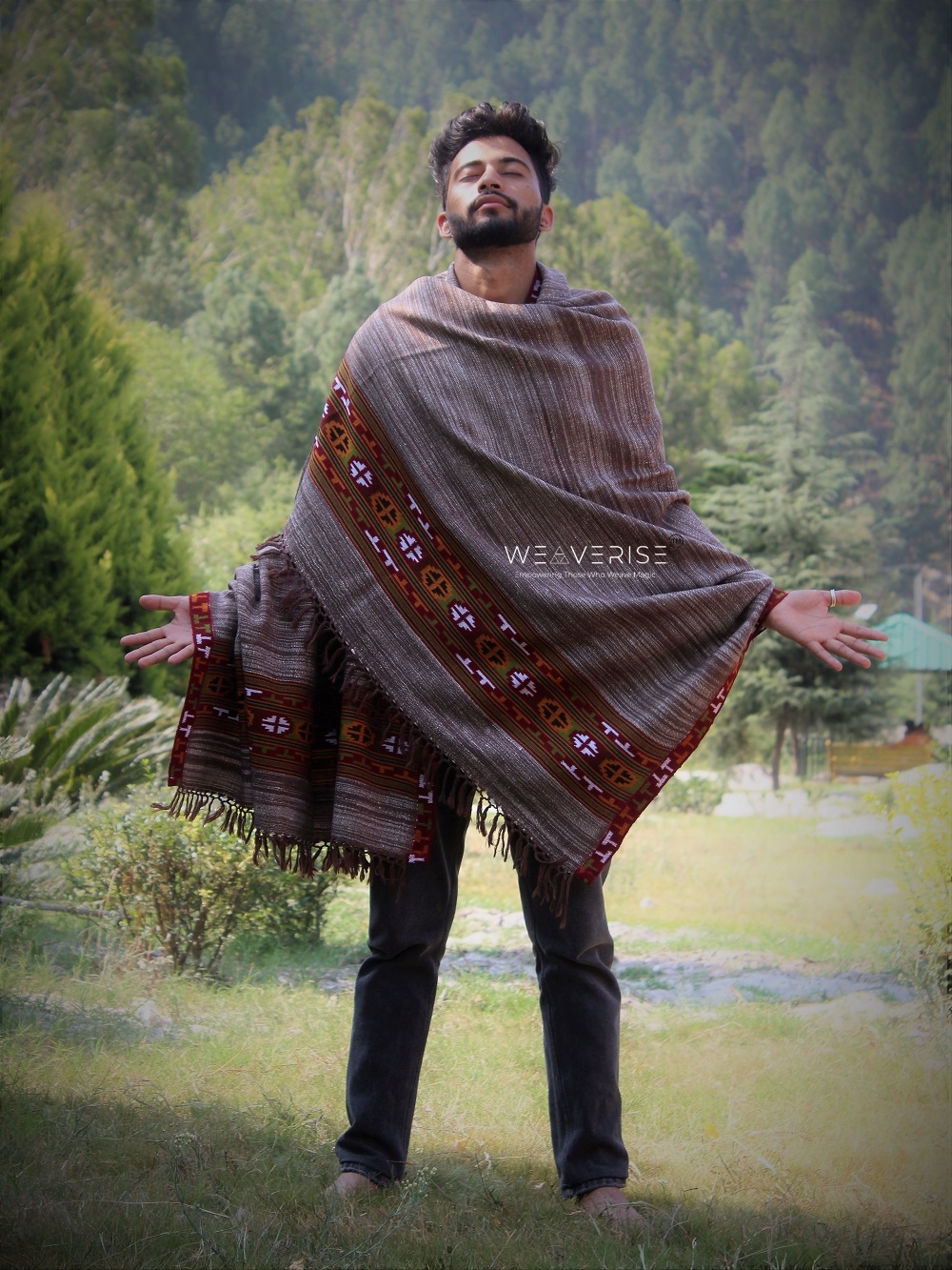 Hand woven Wool Meditation Prayer Scarf Wrap Blanket