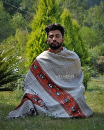 Cream Handwoven 100% Wool Meditation Prayer Wrap Blanket