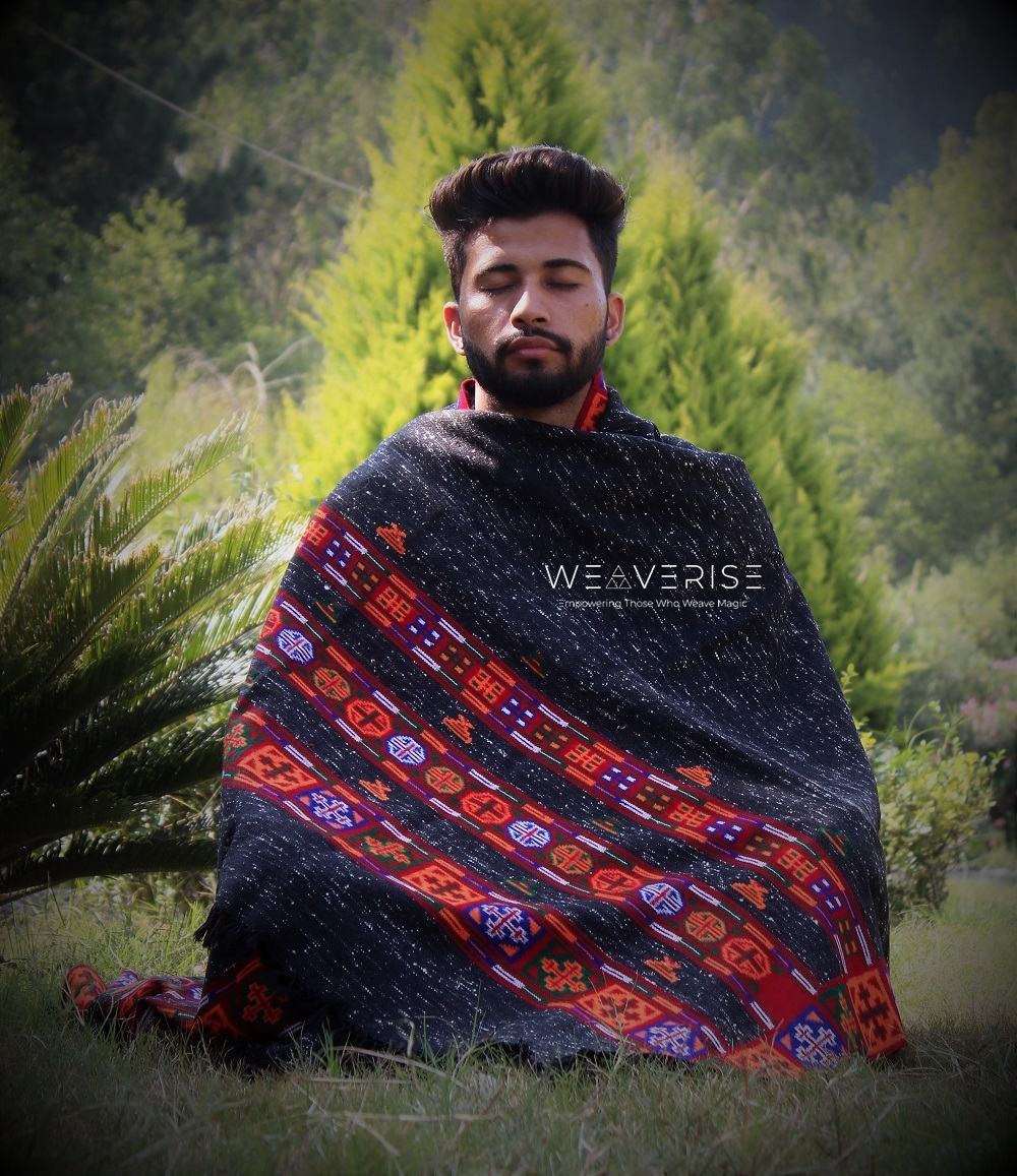 Harmony in Wool: 100% Pure Meditation Shawl for Mindfulness Kullu