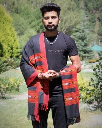 Kullu Design Men's Stole Scarf in Earthy Tones - Black