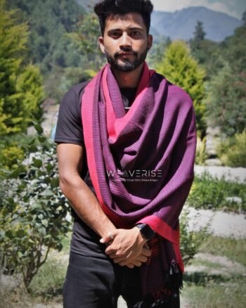 Loom Woven Wool Stole Scarf for Men in Luxurious Purple