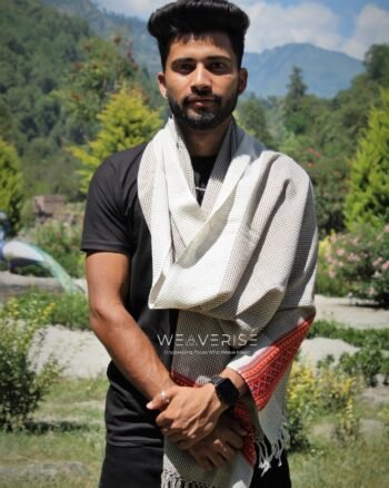 Soft Wool Stole for Men in a Timeless White Line Checked Design