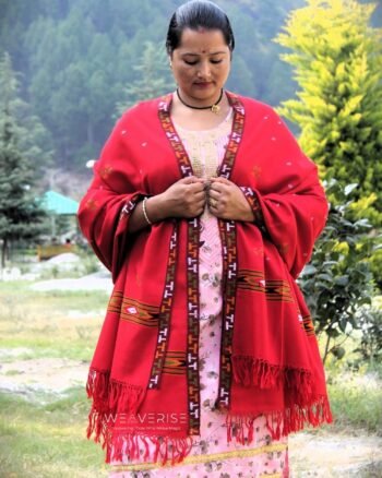 Hand Loomed Kullu Shawl Intricate Patterns - Woolen Elegance