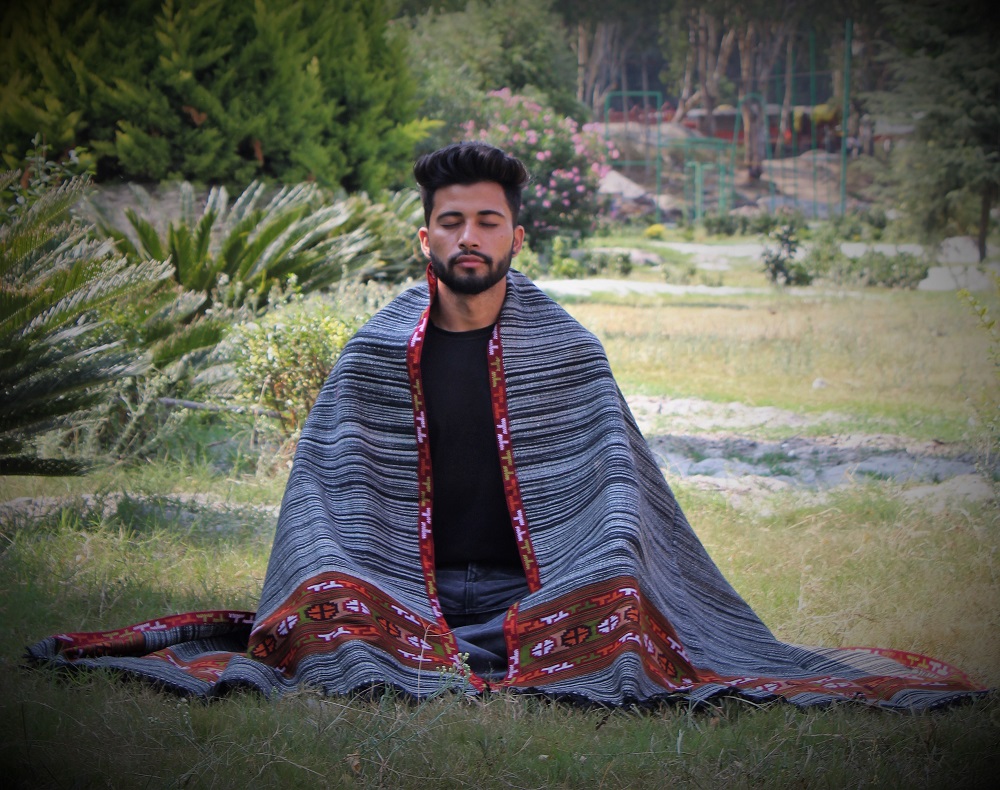 Hand woven Wool Meditation Prayer Scarf Wrap Blanket