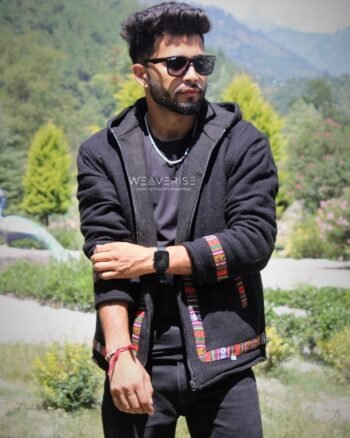 Pahadi Zipper Hoodie in Comfy Style - Black