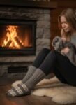 Angora Rabbit Wool Hand knitted Mid Calf Length Socks