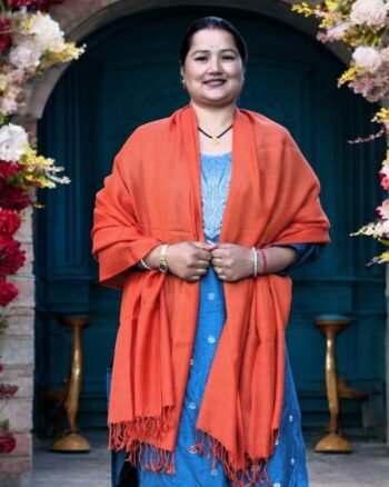 Handloom Woven Angora Wool Stole/Scarf– Orange – Lightweight