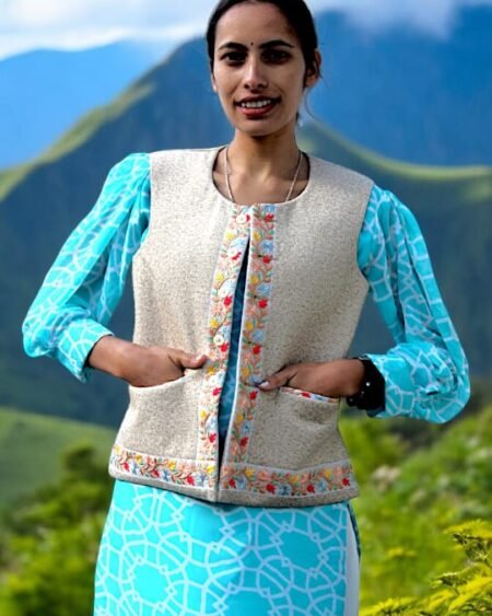 Himachali Embroidered Sadri Jacket - Elegant Brown Half Jacket