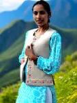 Himachal Sadri Jacket Half Jacket Pahadi Jacket – Embroidery and Kadai Work-Cream