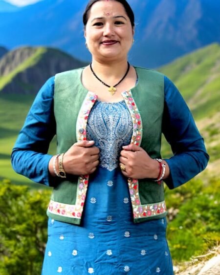 Pahadi Woolen Sadri Jacket with Floral Embroidery