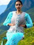 Himachal Sadri Jacket Half Jacket Pahadi Jacket – Embroidery and Kadai Work-Grey