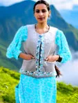 Himachal Sadri Jacket Half Jacket Pahadi Jacket – Embroidery and Kadai Work-Grey