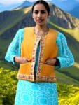 Himachal Sadri Jacket Half Jacket Pahadi Jacket – Embroidery and Kadai Work-light Yellow