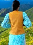 Himachal Sadri Jacket Half Jacket Pahadi Jacket – Embroidery and Kadai Work-light Yellow