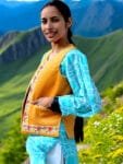 Himachal Sadri Jacket Half Jacket Pahadi Jacket – Embroidery and Kadai Work-light Yellow