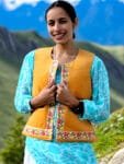 Himachal Sadri Jacket Half Jacket Pahadi Jacket – Embroidery and Kadai Work-light Yellow