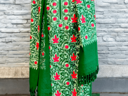 Winter-Ready Handloom Himachali Suit with Floral Kadai Work