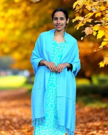 Kullu Angora Wool Stole/Scarf– Sky Blue – Soft & Lightweight