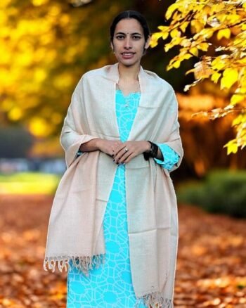 Handloom Angora Stole/Scarf– Cream – Soft, Lightweight