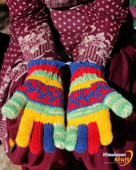 Colorful Hand-Knit Pahadi Gloves – Winter Essential
